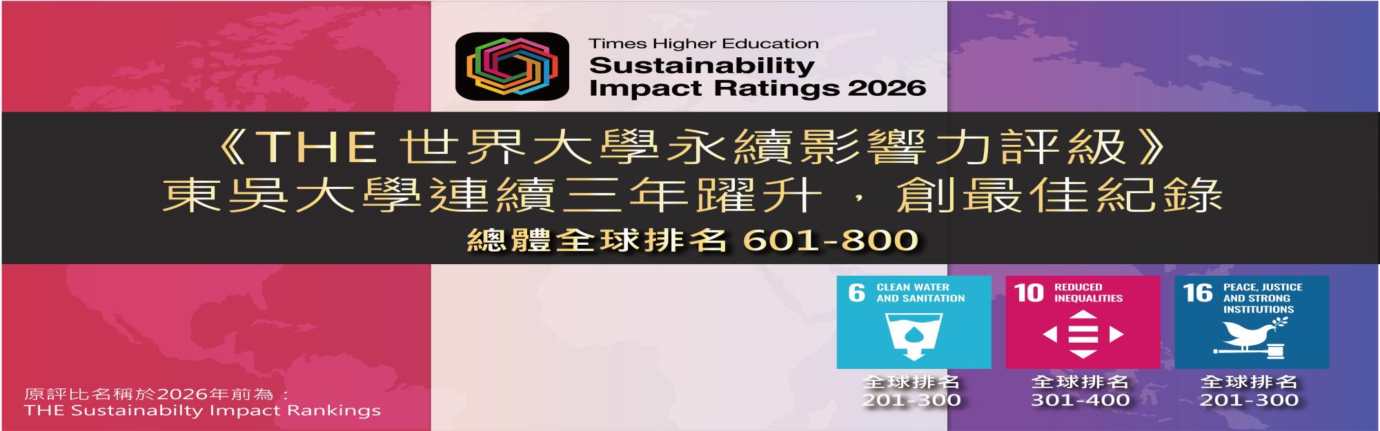 THE 世界大學永續影響力評級